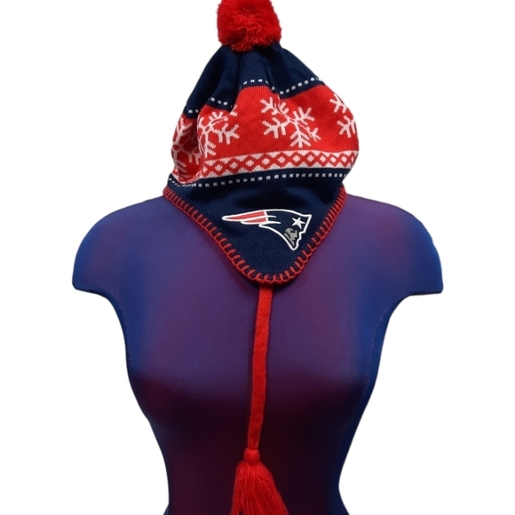 New England Patriots 47Brand Forty Seven Tassled Knit Beanie Hat Unisex One Size - Picture 1 of 9